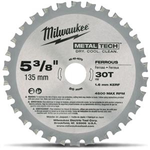 Milwaukee 135mm 30T TCT Circular Saw Blade for Metal Cutting - METALTECH