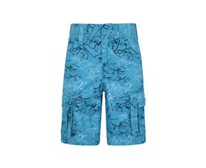 Mountain Warehouse Printed Kids Cargo Shorts with Multiple Pockets - Corn Blue