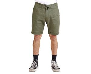 Mr Simple Men's Tanner Linen Shorts - Fatigue