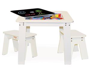 P'kolino Chalk Table and Benches - White