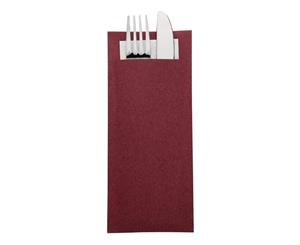 Pack of 600 Europochette Kraft Burgundy Cutlery Pouch with Champagne Napkin