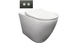 Parisi Ellisse Ambulant Wall Faced Toilet Suite with Satin Vivo Metal Flush Plate