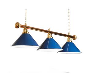 Premium Gold Rail with Blue Heavy Duty Shades Pool Table Light