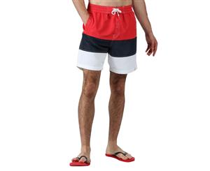 Regatta Mens Bratchmar VI Polyester Swim Shorts Board Shorts - Red/Nav/Whte