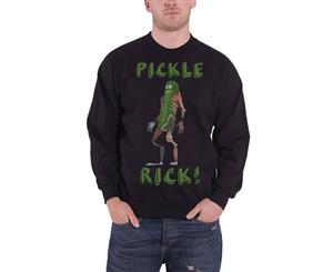 Rick And Morty Sweatshirt Pickle Rick Logo Official Mens - Black