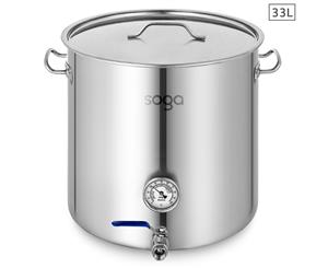 SOGA Stainless Steel Brewery Pot 33L With Beer Valve 35*35cm