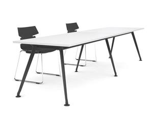 San Fran - Executive 2 Person Training / Meeting Room Table Black Legs [2400L x 700W] - white