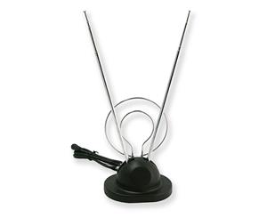Sansai Indoor TV/Radio Antenna VHF/FM Reception Adjustable Telescopic Rods Black