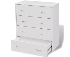 Sideboard with 4 Drawers 60x30.5x71cm White Living Room Storage Cabinet