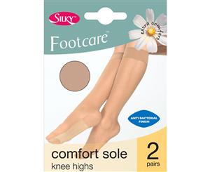 Silky Ladies Footcare Comfort Sole Knee Highs (2 Pairs) (Natural) - LW173