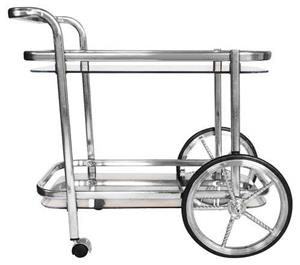 Silver and Glass Smith Tray Bar Cart Trolley