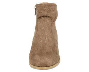 Spot On Girls Mid Heel Rouched Ankle Boots (Nude) - KM716