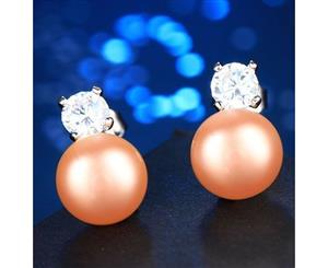 Sterling Silver Pink Pearl Studs With Diamontes