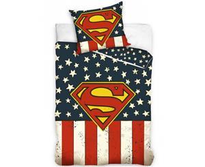 Superman USA Reversible Single Duvet Cover Set 100% Cotton (SUP163014)