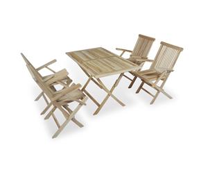 Teak 5PC Outdoor Furniture Bistro Set Folding Garden Table Chairs Dining