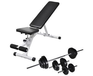 Workout Bench with Barbell and Dumbbell Set 30.5kg Training Fitness