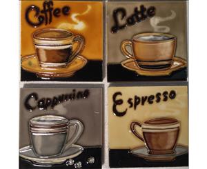 YH Arts Ceramic Wall Art / Coasters Coffee Set of 4