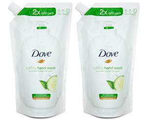 2 x Dove Caring Hand Wash Refill Pack Cucumber & Green Tea 500mL