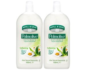 2 x Palmolive Naturals Aloe Vera & Chamomile Refill Hand Wash 500mL
