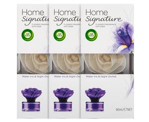 3 x Air Wick Home Signature Flower Diffuser 90mL - Water Iris & Night Orchid