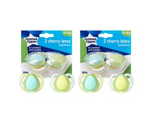 4pc Tommee Tippee Cherry Latex Soothers/Pacifiers/Dummy 0-6m Newborn/Babies