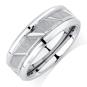 7mm Men's Ring in White Tungsten