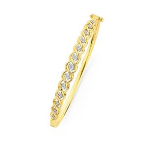 9ct Gold Diamond Weave Shaped Bangle