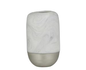 Amalfi Waldorf Glass Metal Decorative Vase Matte White/Grey/Silver 12x19cm