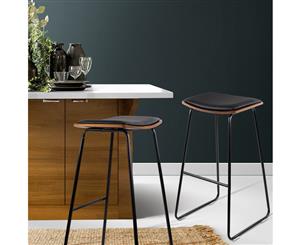 Artiss 2x Wooden Bar Stools Kitchen Bar Stool Counter Chairs Leather Black