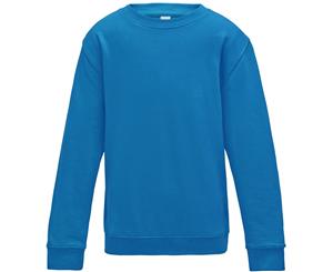 Awdis Just Hoods Childrens/Kids Plain Crew Neck Sweatshirt (Sapphire Blue) - RW3485
