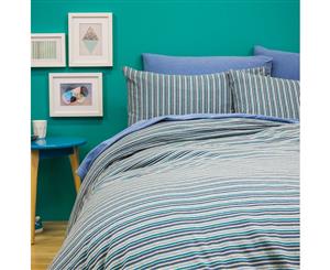 Bambury BedT 100% Cotton Jersey Quilt Cover Set | Double| Capri Stripe Blue