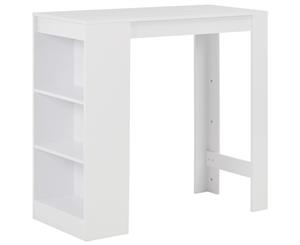 Bar Table with Shelf White Counter Height Pub Storage Dinner Table