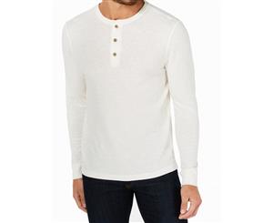 Club Room Men Winter White Ivory Size Medium M Garment Dyed Henley Shirt