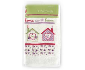 Country Club Velour Tea Towels Home Sweet Home Set of 3