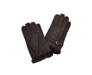 Eastern Counties Leather Womens/Ladies Buckle Detail Sheepskin Gloves (Coffee) - EL226
