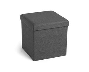 Folding Square Storage Ottoman - dark grey