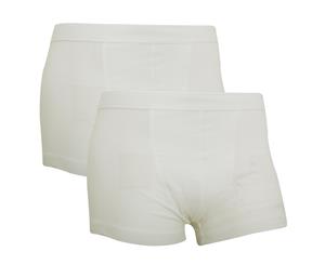 Fruit Of The Loom Mens Classic Shorty Cotton Rich Boxer Shorts (Pack Of 2) (White) - RW3155