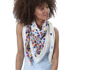 Joules Womens Atmore Lightweight Cotton Fashion Scarf - Cream Spots
