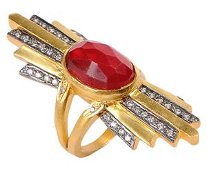 Kevia Stone Head Ring - Red/Gold