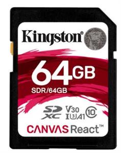 Kingston Canvas React (SDR/64GB) 64GB SDXC Class10 UHS-I U3 V30 Card