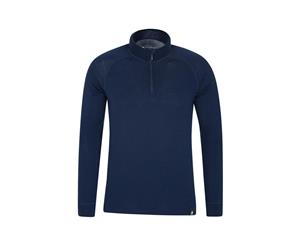 Mountain Warehouse Mens Half Zip with Naturally Antibacterial and High Wicking - Navy