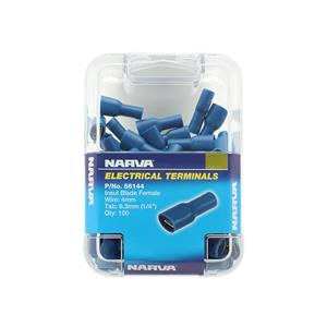 Narva 4mm Blue Electrical Terminal Female Blade - 100 Pack