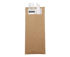 Pack of 600 Europochette Kraft Brown Cutlery Pouch with White Napkin