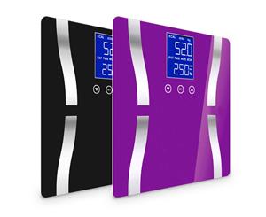 SOGA 2 x Digital Body Fat Scale Bathroom Scale Weight Gym Glass Water LCD Black/Purple