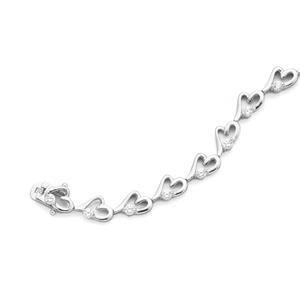Silver Cubic Zirconia Heart Bracelet