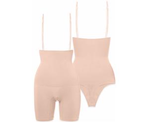 Ultimate Stay Up Shorts & Thong Set - Nude