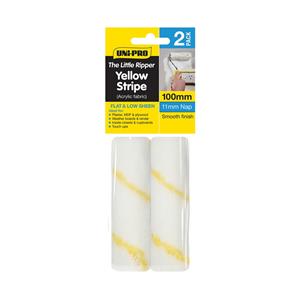 Uni-Pro 11mm Little Ripper Acrylic Yellow Stripe Mini Roller Covers - 2 Pack