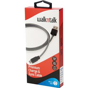 Walkntalk Micro USB Charge and Sync Cable Black / White