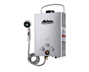 Weisshorn Gas Hot Water Heater Portable Shower Camping LPG Outdoor Silver 4WD
