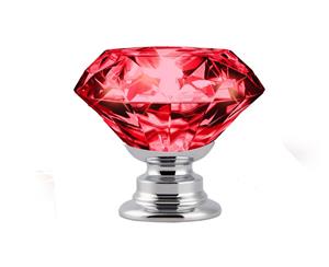 10 PACK Red Diamond Clear Crystal Glass Door Pull Drawer Knob